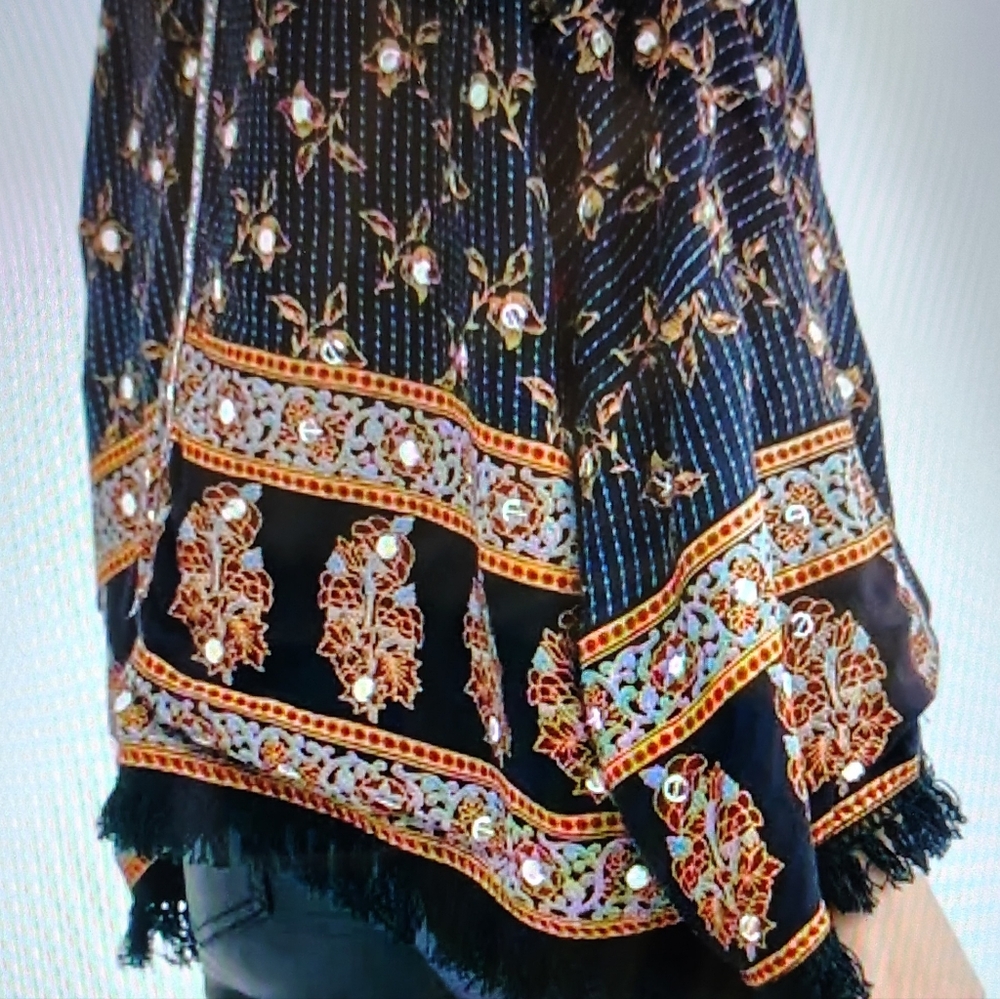 $128 NWT FREE PEOPLE RAYS OF LIGHT BOHO-CHIC GYPSY EMBELLISH KIMONO JACKET Sz XS - Picture 11 of 11